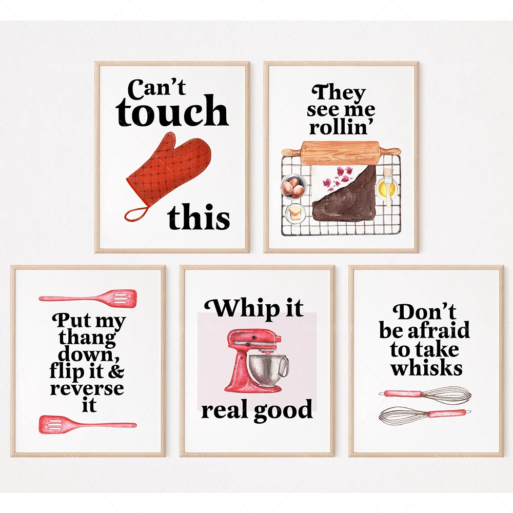 Kitchen Baking Quotes - Affiches de citations de cuisson amusantes,
